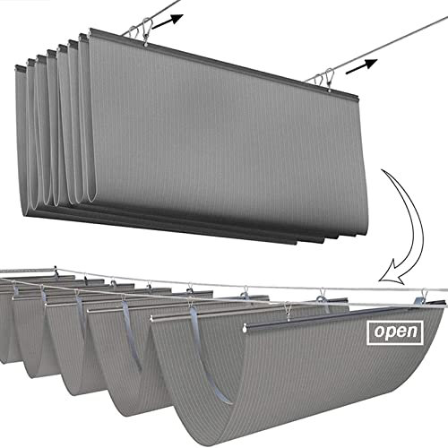 EIYCY Einziehbare Pergola-Beschattung aus Polyester – perfekt für Terrassen-, Terrassen- und Überdachungsmarkisen – Wellendesign zum Aufschieben auf Draht für einfache Installation(Color:1x8m)