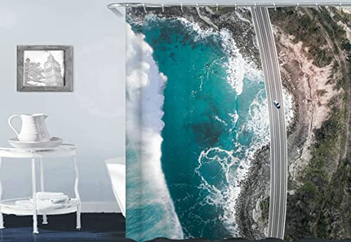 Beydodo Rideau de Douche 120x180, Rideau de Douche Polyester Motif de Scène de Bord de Mer