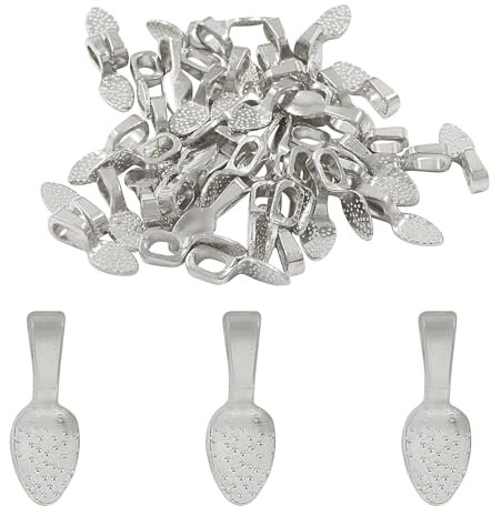 Coufce 100pcs Spoon Pendant Bail, Necklace Pendant Bail Jewelry Hardware Bails,Glue On Bails for Jewelry Making(Silver)