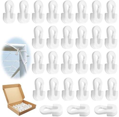 Football Goal Net Clips, 30 Soccer Net Clips, Soccer Goal Accessories, Plastic Net Clips, Soccer Net Clips for All Goals, Easy to Install (White)