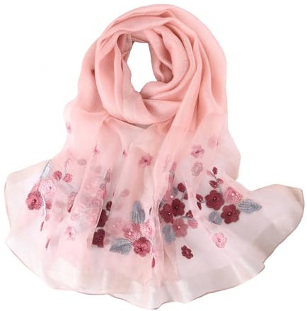 Sawekin Damen Schal Stola Halstuch Sommerschals Farbverlauf Für Abendkleid Hochzeit Seidenschal/Baumwolle Schal 195 * 88cm (U-Rosa)