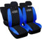 Susy Shop Coprisedili auto compatibili per Grande Punto, 3 e 5 porte, Made in Italy, set copri sedili per anteriori e posteriori, personalizzata con logo ricamato (Versione 3 Porte, Nero/Blu Royal)