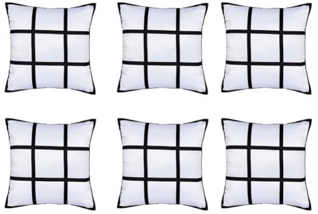 KICHI 6 StüCk Sublimation Blank Panel Kissenbezug DIY Polyester Kissenbezug 9 Foto WäRmeüBertragungsdruck Wurfkissenbezug, L