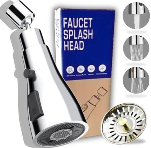Extensor Grifo Cocina de 3 Modos, 360º y Tapon Fregadero de Regalo - Aireador Grifo Cocina con Adaptador Universal Antifugas - Alargador grifo cocina fregadero