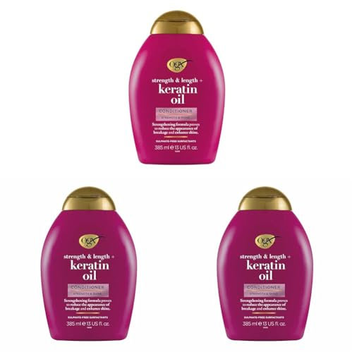 OGX Anti-Breakage Keratin Conditioner for Dry Hair, 385 ml (Pack of 3)