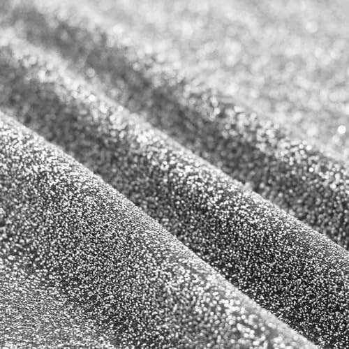 Die Stofftante Glitzer Jersey | für Bekleidung | 50x150 cm | Meterware | viele Farben (dunkles silber), RT359