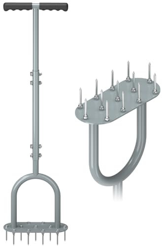 Senvert Rasenbelüfter Spike Manueller Hofbelüfter mit 13 Eisenstacheln, Belüfter Rasenwerkzeug, Gartengerät zum Belüften von Erde