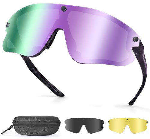 Odoland occhiali veloci uomo con 3 lenti magnetiche, occhiali da sole sportivi ciclismo occhiali bici con lenti fotocromatiche UV400 per donne, mtb, running, corsa e pesca