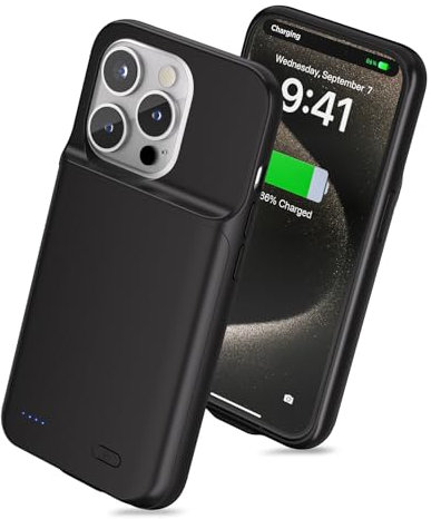 6800mAh Battery Case for iPhone 15 Pro ,2025 New Upgrade High Capacity Rechargeable Extended Battery Pack Charging Case, Protective Portable Smart Backup Charger Cover for iPhone 15 Pro(1 Pack)