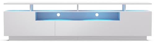 blumfeldt Meuble TV Bois avec LED, Meuble Tele de 195 cm, Design Moderne avec LED Multicolores, Grand Meuble TV, Meuble Bas TV pour Salon, Meuble avec Rangement, Meuble de Télé, Meubles Bois