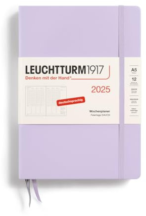 LEUCHTTURM1917 370587 Wochenplaner Medium (A5) 2025, Lilac, Deutsch