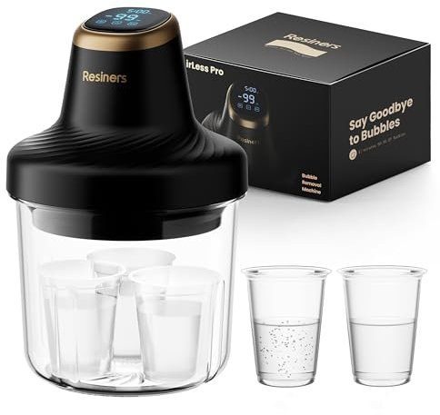 Resiners Harz Blase Entferner Airless Pro, 3 Minuten Entfernen 99,99% Blase, 99kPa Vakuum Entgasung Kammer, 3,2L große Kapazität für alle Epoxidharz, UV-Harz, Silikon, Kunsthandwerk (patentiert)