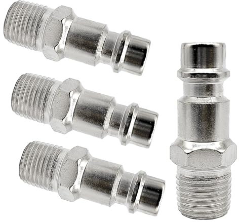 4 Pièces de Tube D'air à Filetage Externe 1/4, Raccord Rapide Air Comprimé, Résistance à Haute Pression Raccord Air Comprimé, Raccords de Compresseur à Filetage Mâle à Dégagement Rapide