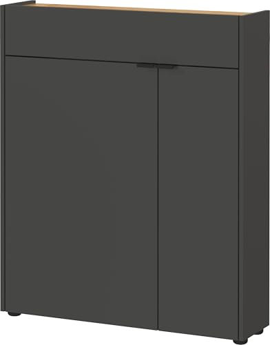 Germania Schuhschrank 1319-549 GW-Ameca, in Graphit/Navarra-Eiche-Nb., mit Türdämpfung, 83 x 99 x 22 cm (BxHxT)