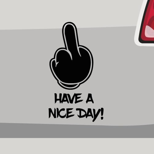 Stickerfreaks Aufkleber - Have a Nice Day Finger Fun - Sticker, Folienaukleber für Auto, Motorrad, Fahrrad, Laptop, LKW (10x5,5cm | Weiß)