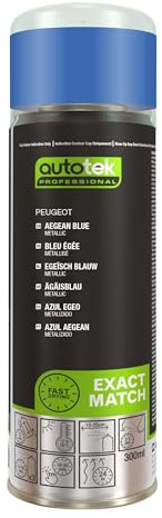 Autotek Professional Exact Match Car Spray Paint - Peugeot Aegean Blue Metallic Aerosol Spray 300ml
