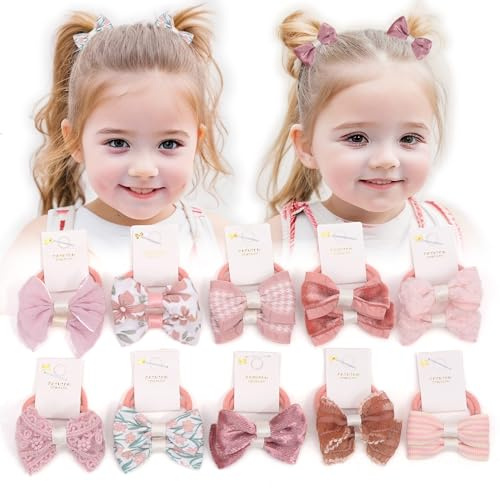 BIANHUAN 20 stücke 1.18 Zoll Baby Mädchen Haarbögen Haargummis Elastisches Stirnband Pferdeschwanz Halter Haarband Haarschmuck für Kleinkinder Kleinkinder Kinder (Rosa)