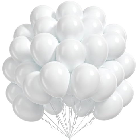 ENLACE Luftballons Weiß, 100 Stück 10 Zoll Makronen Weiß Luftballon, Weiße Luftballons Hochzeit, Latex Ballons für Hochzeit Geburtstag Babyparty Baby Shower Verlobung Party Deko