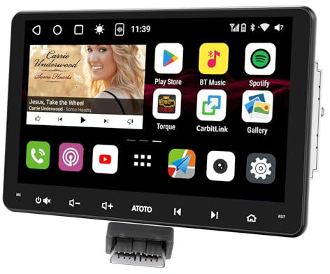 ATOTOEXCEL S8MS 9 Pulgadas Radio 2 DIN Android, 4G LTE integrado,CarPlay y Android Auto inalámbricos, Pantalla táctil QLED, Escáner OBD, 8 núcleos 4G+32G Autoradio,Tethering WiFi/BT/USB, S8G2094MS-S04