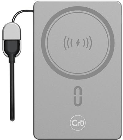 Cru Tech Magnetic Portable Charger 5000mAh Wireless Mag-safe Power Bank, Slim Battery Pack for iPhone Pro/Max15/14/13/12/11 & Samsung/Ultra S25/24/23/22 Series(Gold).With Mag safe cover compatible