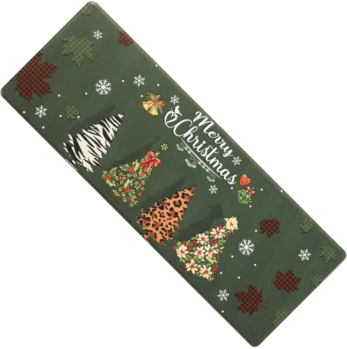Carvapet Christmas Non Slip Kitchen Mat Anti Fatigue Standing Mats Cushioned Comfort Kitchen Floor Mats PVC Waterproof Runner Rug for Standing Desk, Kitchen, Office (Christmas,44x120cm)