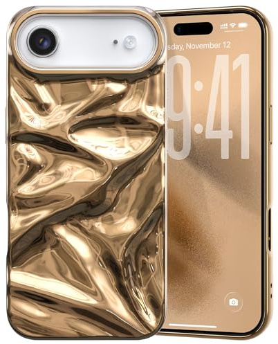 ZCDAYE Hülle für iPhone Air Modisch Wasser Ripple Textur,Gold | Weiche Glänzende Handyhülle Handytasche, Bequeme Griff, Schutz Gut, Männer Frauen Tasche iPhone Air Case Schutzhülle