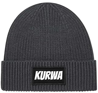 NIMAMA Mütze Beanie Kurwa Strick Wintermütze Statement Lustiger Spruch Unisex Strickmütze für Herren & Damen