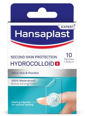 Hansaplast Zweite Haut Schutz Pflaster Klein (10 Strips), 100% wasserdichtes Hydrokolloid-Pflaster, ultra dünnes & flexibles Fingerpflaster mit extra-starkem Halt