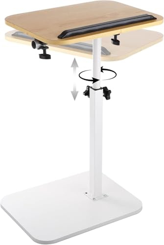 AKOLAFE Side Table Adjustable Height 360° Swivel C Shaped Sofa Side Table Tray Coffee End Tables 30x40cm Foldable TV Tray 45-80cm Tall Bedside Tables for Living Room Bedroom