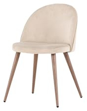 FURNLUX Esszimmerstuhl, Velvet Polsterstuhl, Esszimmer & Wohnzimmer, Ergonomisches Design, Polyester & Textil, Beige, 50x57x77 cm, 6 kg, Holzbeine, Stahlrahmen