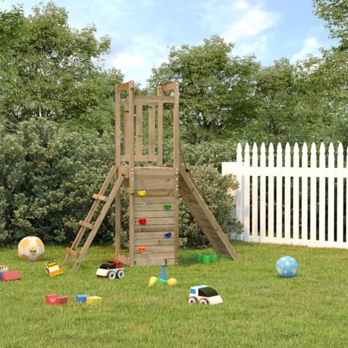 LoogCape Spielturm aus imprägniertem Kiefernholz mit Rutsche Kletterwand Sandkasten für Kinder im Garten wetterfest robustes Spielgerüst für draußen