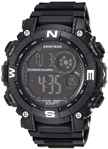 Armitron - Orologio sportivo da uomo, digitale, con cronografo, cinturino in resina, 40/8285, Nero