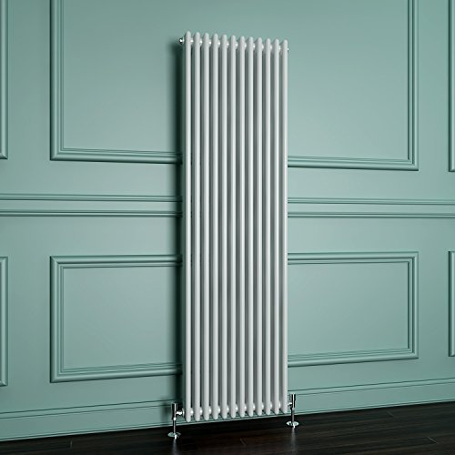 ELEGANT Traditional Radiator 1800 x 560 mm White Cast Iron Triple Radiator Vertical Panel Radiators 3 Column