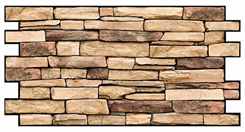 PVC Plastic Wall Panels 3D Decorative Tiles Cladding - Natural Stone Slate (Pack 16 pcs/7.84 sqm)