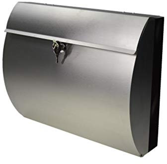 Chrom/Metallic Briefkasten mit Zeitungsfach, Design & Modern Briefkasten Postkasten Mailbox A4 Einwurf-Format Abschließbar Noyan® (Doppelwand)