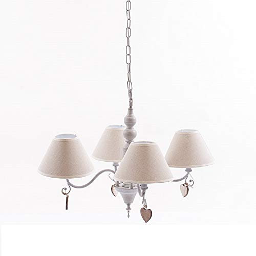 LAMPADARIO Shabby 4 BRACCI GRIGIO PARALUME ECRU' CAMERA cuore lampada soffitto