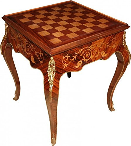 Casa Padrino Art Deco Spieltisch Schach/Backgammon Tisch Mahagoni Braun Intarsien L 60 x B 60 x H 71 cm - Möbel Antik Stil Barock