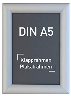 Warenfux24 (DIN A5) Aluminium Klapprahmen Silber, Alu Rahmen, Plakatrahmen, Ladeneinrichtung, Wechselrahmen, 180 x 240 mm mm