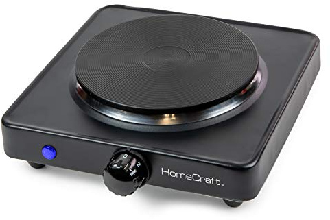HomeCraft HCSB75BK Portable Countertop Single Burner Hot Plate Electric Cooktop, 750 Watts, Adjustable Temperature Control, Black