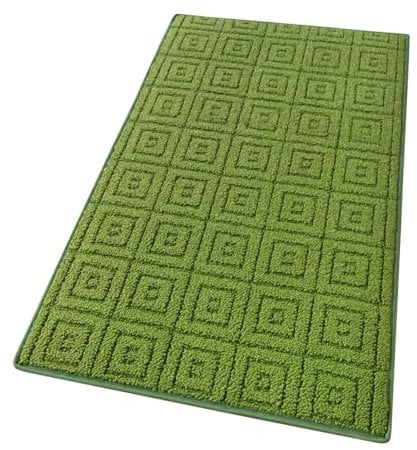 emmevi Alfombra de cocina 3D antideslizante de color liso, lavable, suave, absorbente, mod. EVITA 57 x 290 cm, verde