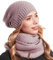 Hilltop Winter Kombi 2er Set aus Winter Schal und passender Strickmütze, Winter Set:Mauve