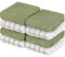 Westlane Linens 30x30cm Cotton Tea Towels for Kitchen – Soft Dish Cloths, Lint-Free Cloths, and Kitchen Towels Set (Seaweed & White - Pack of 8)