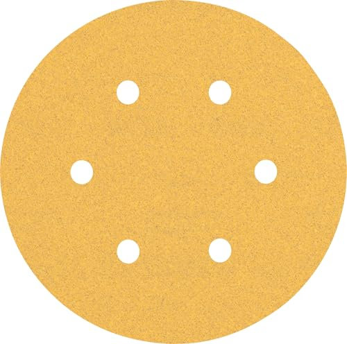 Bosch Professional 50x Carte Abrasive Expert C470 con 6 Fori per Legno Duro, Vernice su Legno, Ø 150 mm, Grana 100, Accessorio Levigatrice Rotoorbitale