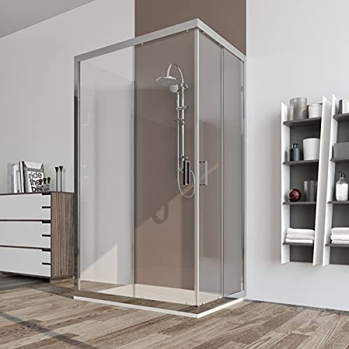 Box doccia cabina 3 tre lati 90x70x90 cm porta scorrevole vetro anticalcare trasparente 6mm. Palma