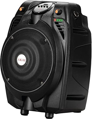 AKAI Party-Lautsprecher 2-Wege mit Karaoke-Mikrofon In/Outdoor Bluetooth AUX USB 2600mAh Mikrofon/Gitarren-Verstärker