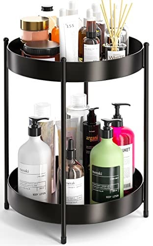 EKNITEY Vanity Organizer for parfüm Skincare verstauen 2-stöckiger Badezimmer Organizer gewürzregale 26x32cm (schwarz)