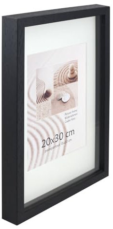 KM Foto 3D Objektrahmen Holz Bilderrahmen Shirt Trikot Rahmen Collage Wanddeko Poster S223: Farbe: Schwarz | Format: 40x60