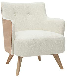 Miliboo Skandinavischer Sessel mit Woll-Effekt und Holz VALMY