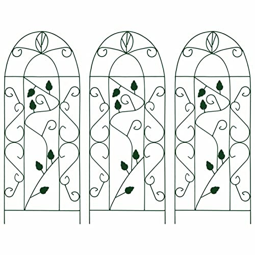 Mogou Rankgitter 3 STK Rankhilfe, Spaliere Und Rankhilfen, Rosenstütze, Kletterhilfe Für Pflanzen, Tomatenturm, Kletterrosen, Rosenrankgitter, Schwarz 40×100 cm Eisen
