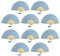 FANSOF.FANS Pack of 10 Fabric Handheld Fan with a Tassel Grade A Bamboo Ribs Party wedding Favour (Pale Light Blue)
